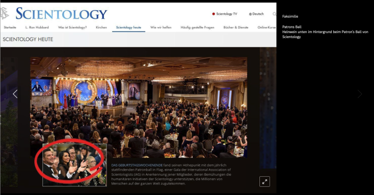 Helnwein, Star Gast beim "Patrons Ball" 2019 mit Sektenboss David Miscavige