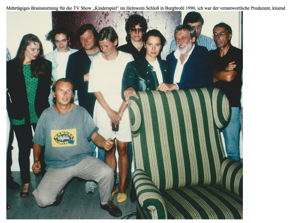 "Kinderspiel" Produktionsbesprechung auf der Helnwein Burg in Burgbrohl u.a. mit Desiree Nosbusch und Dietmar Schönherr